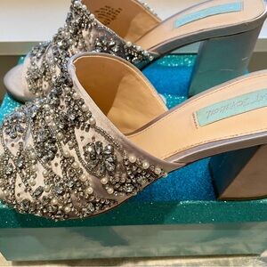 Betsey Johnson Silver Embellished Heels